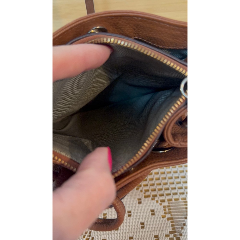 Cole Haan Crossbody Bag Women's Brown Pebble Leather Drawstring Bucket Bag - Picture 8 of 15